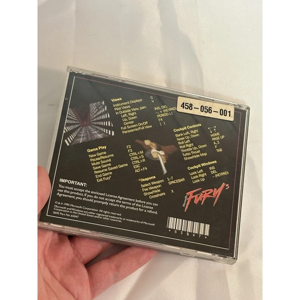 Microsoft Fury 3, 1995 PC Game For Windows 95 Jewel Case SEE DESC